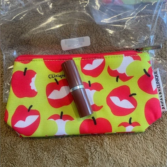 Clinique Apple Print Donald x Clinique Zip Pouch & Full Size Lipstick - Picture 1 of 4